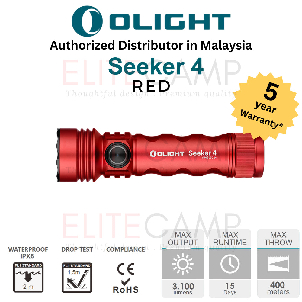 Olight Seeker 4 Pro/Mini Waterproof Rechargeable Flashlight Camping Hiking Fishing UV Emergency Compact
