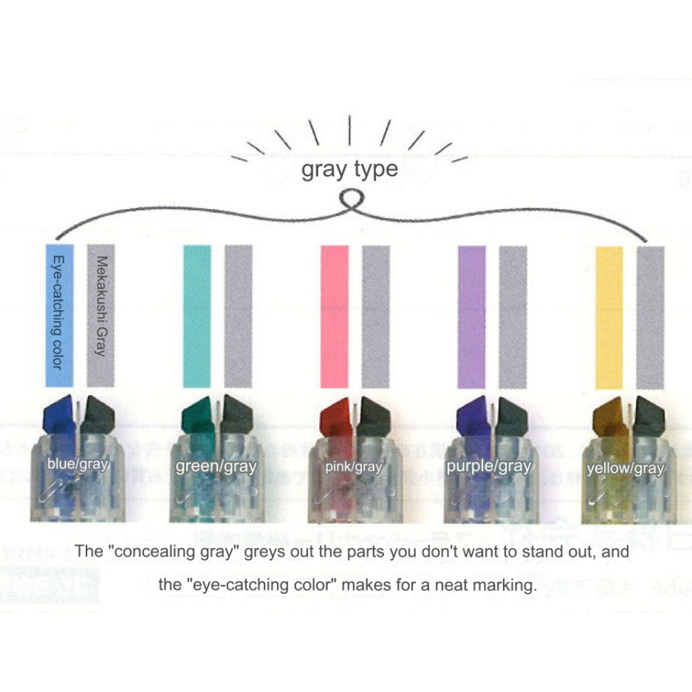 Kokuyo Highlighter Pen 2 Tone Mark Plus Gray Type PM-MT101