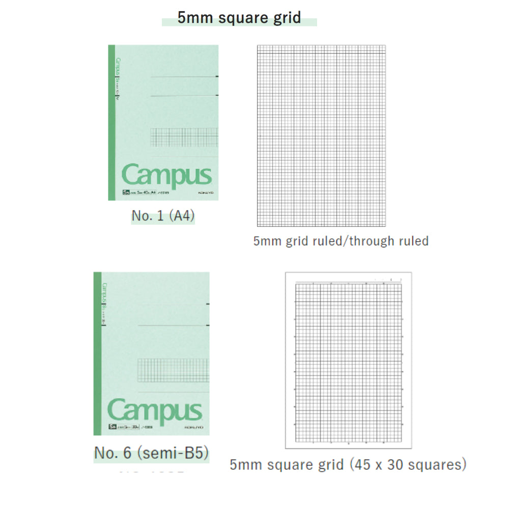 Kokuyo Campus Notebook Special Ruled B5 A4 Grid, English Practice, Vertical, Plain Ruled 30-40 Sheets γ-13S5 γ-201S5