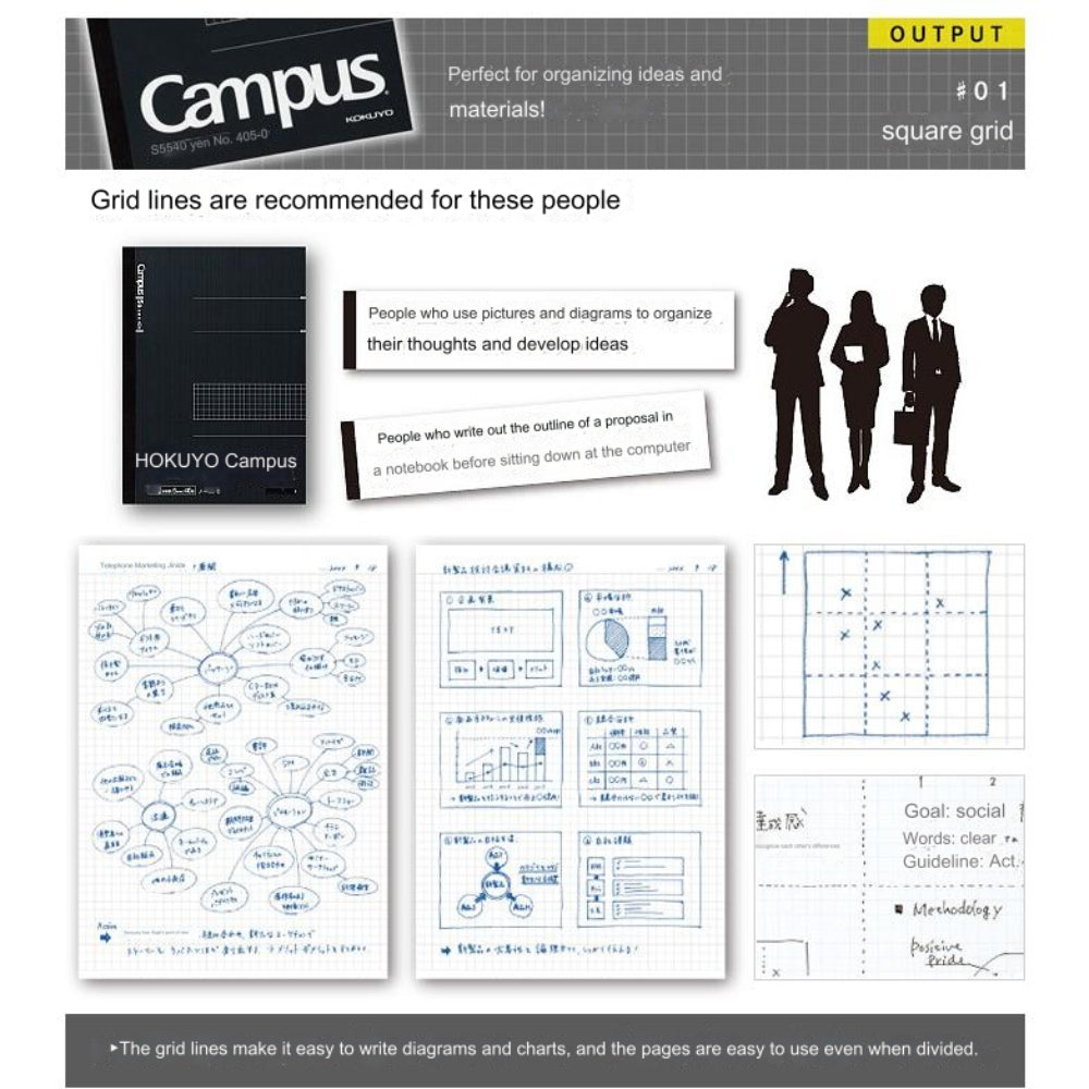 Kokuyo Adult Campus Notebook A5 Grid Ruled 40 Sheets γ-104S5-D γ-4S5-D γ-201S5N-D γ-108S5-D γ-8S5-D γΉ-T153S5-D