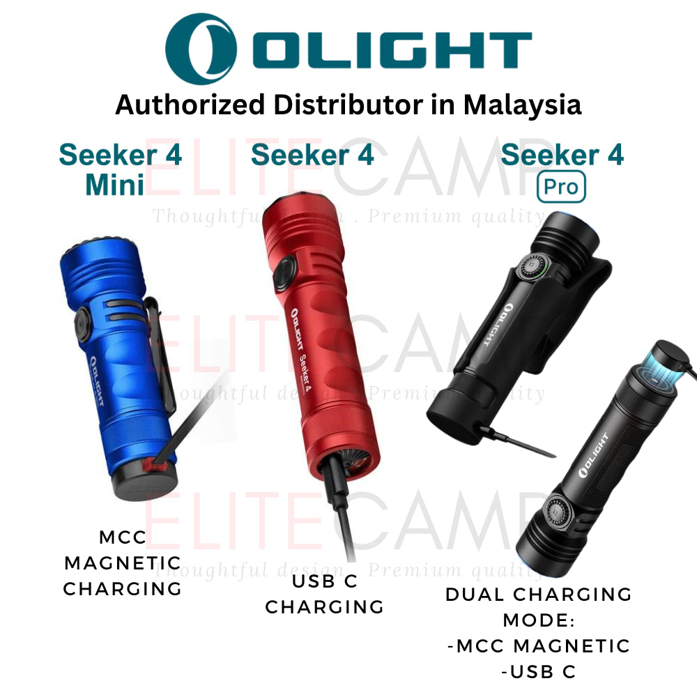 Olight Seeker 4 Pro/Mini Waterproof Rechargeable Flashlight Camping Hiking Fishing UV Emergency Compact