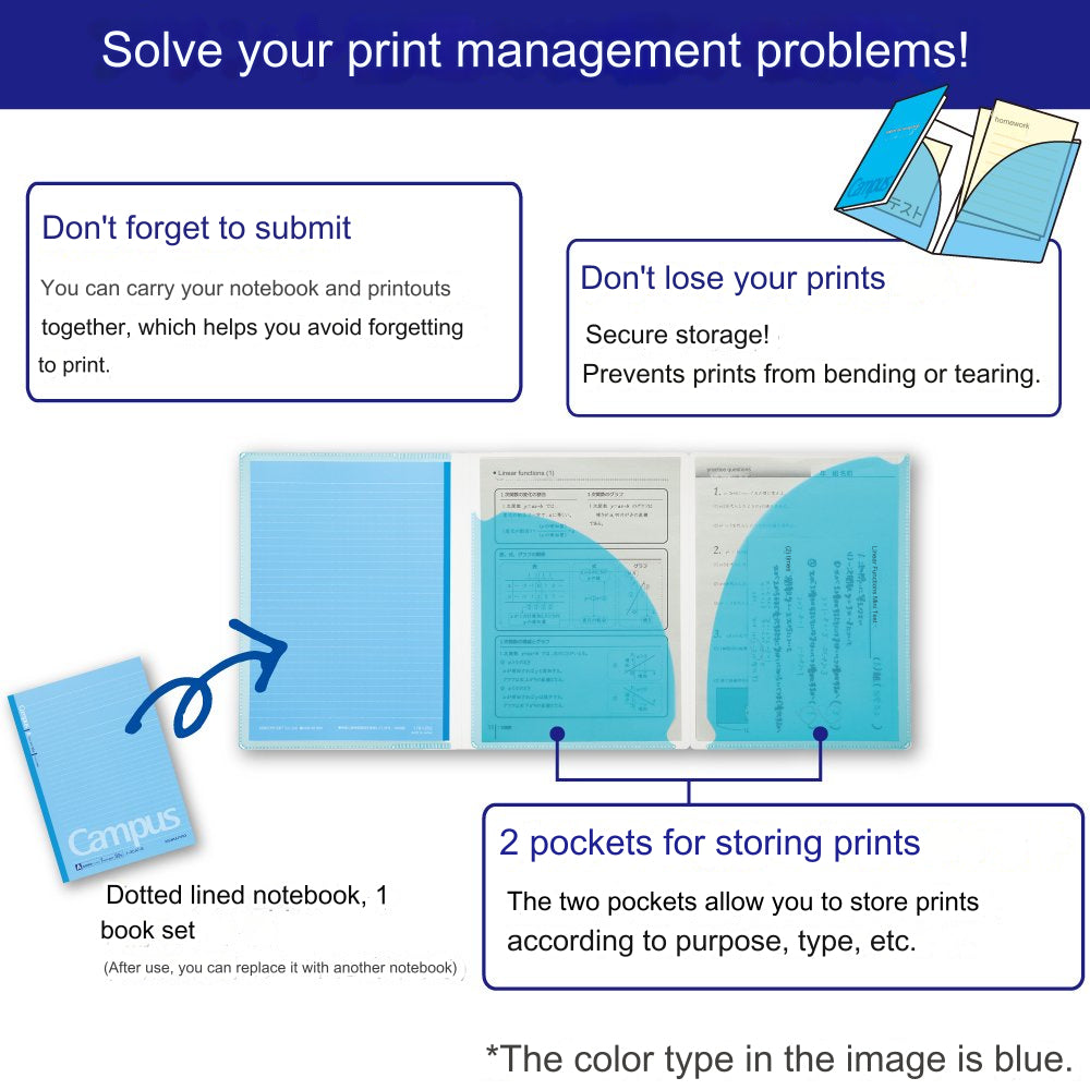 Kokuyo Campus Cover Notebook (with print storage pocket) γ-623A-B γ-623A-Y γ-621AN-B