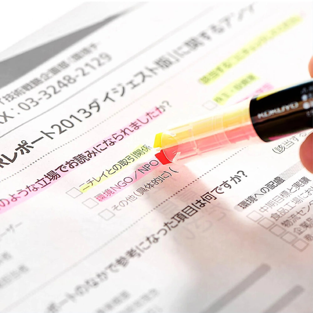 Kokuyo Beetle Tip Dual Color Highlighter Marker Set PML313 (Soft Color)