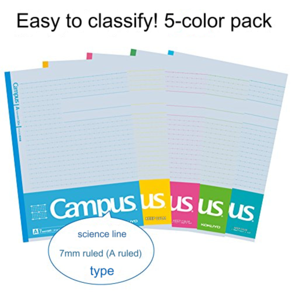 Kokuyo Campus Notebook B5 Pink / Blue / Yellow / Green / Light Blue 6mm 7mm Ruled for Drawing Chart 30 Sheets ノ-F3AKN-B