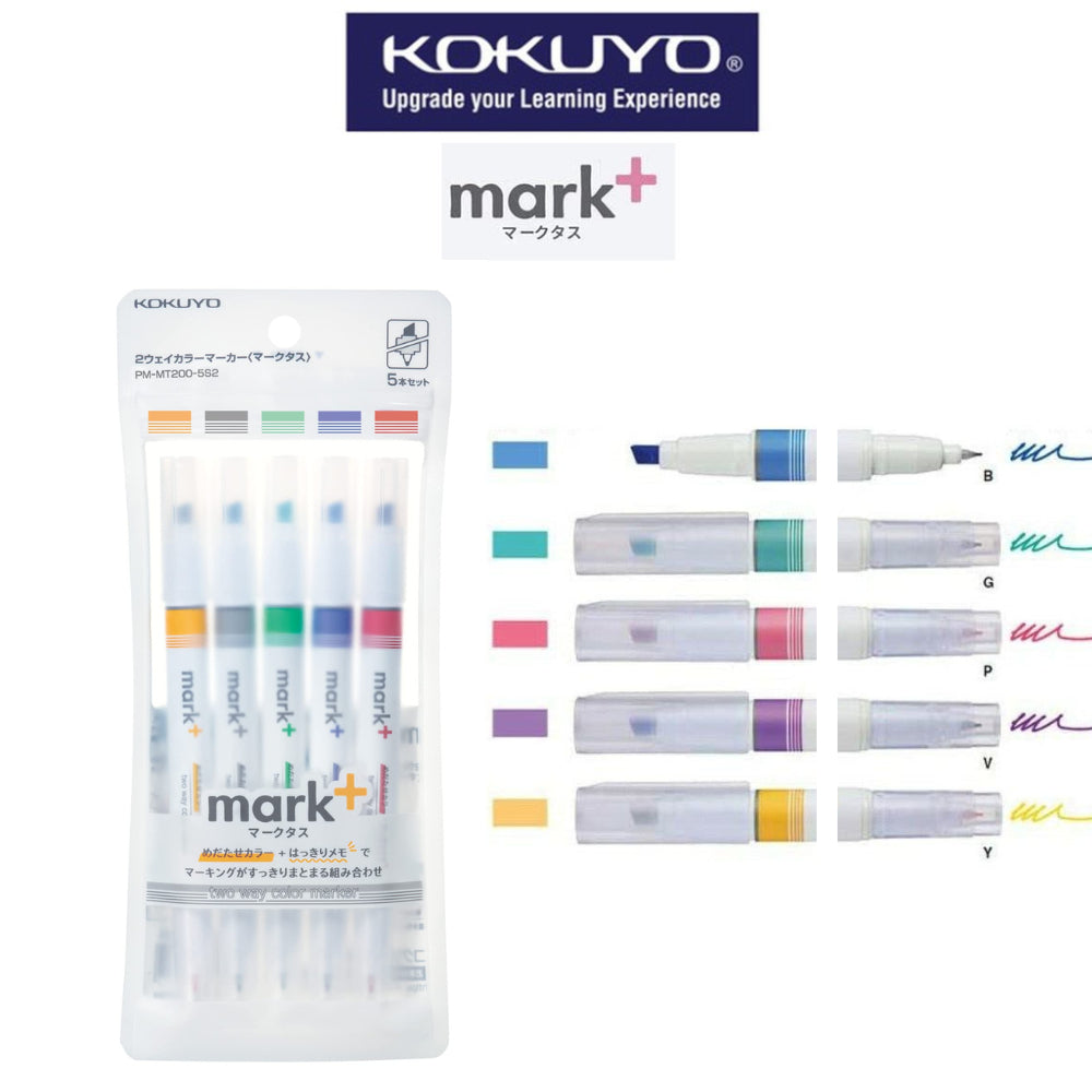 Kokuyo Mark+ Two Tone Color Marker PM-MT100-5S