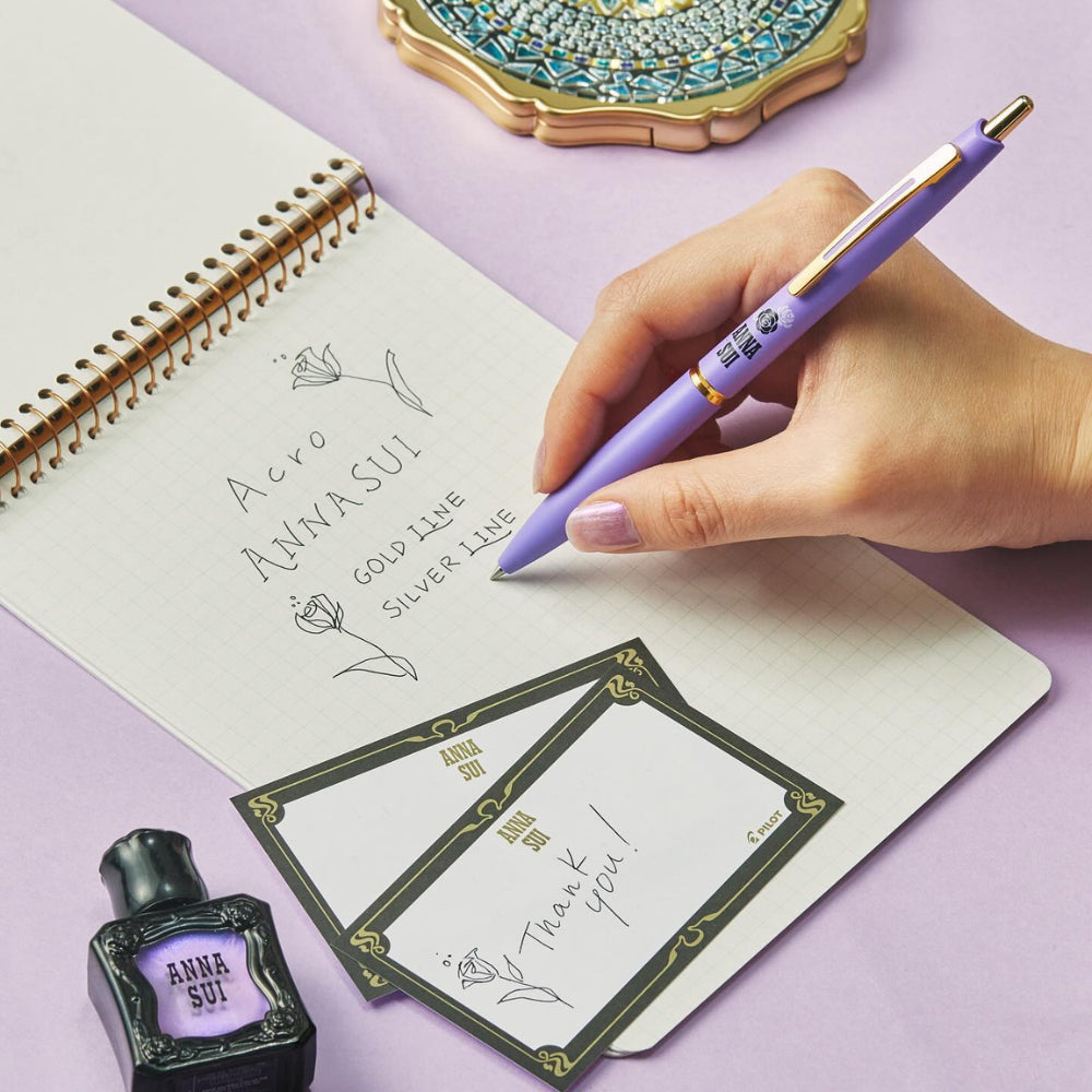 Limited Edition Anna Sui x Acro Collaboration Oil-based Ballpoint Pen SIlver Line Gold Line (0.5mm)