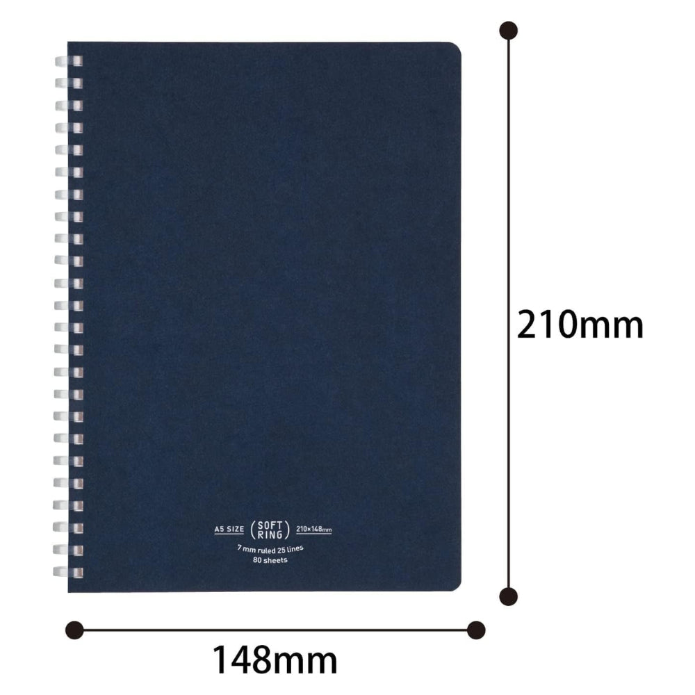 Kokuyo Soft Ring Notebook - Natural - Semi B5|A5 7mm Rule 80 Sheets ć¹-SV608A-D ć¹-SV608A-DB ć¹-SV608A-S