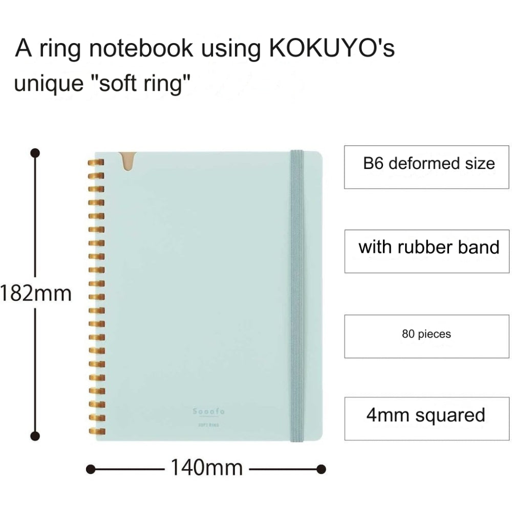 KOKUYO Sooofa Soft Ring Notebook 4 mm) Grid Ruled A5 B6 80 sheets ć¹-SV738S4-DM ć¹-SV738S4-G ć¹-SV738S4-LB