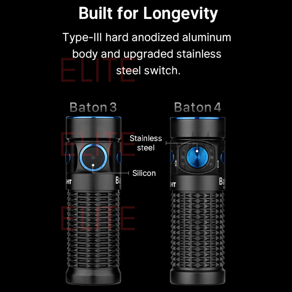 Olight Baton 4 Powerful EDC Flashlight 1300 Lumens Rechargeable Water Proof Camping Hiking Torch