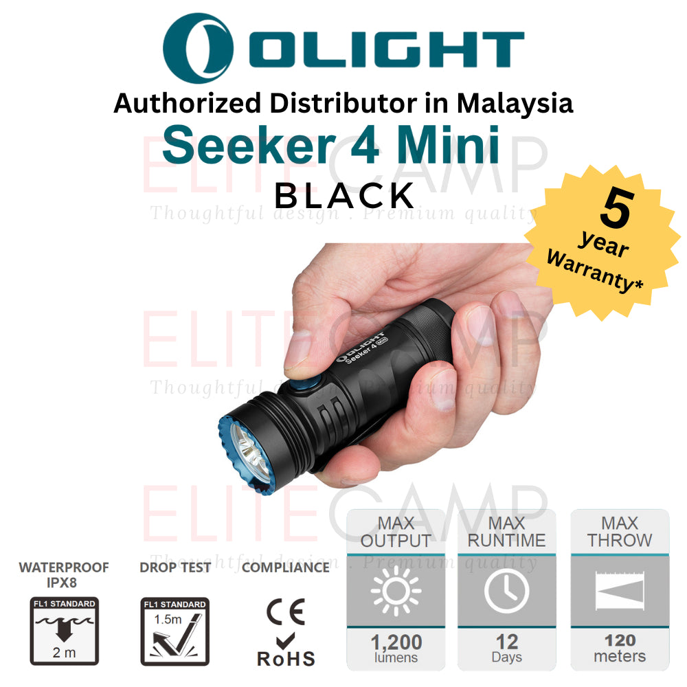Olight Seeker 4 Pro/Mini Waterproof Rechargeable Flashlight Camping Hiking Fishing UV Emergency Compact