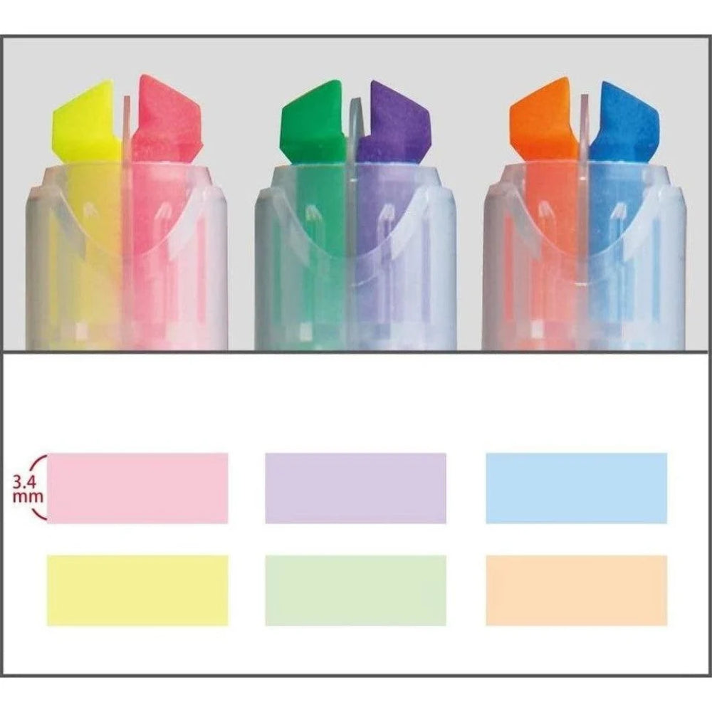Kokuyo Beetle Tip Dual Color Highlighter Marker Set PML313 (Soft Color)