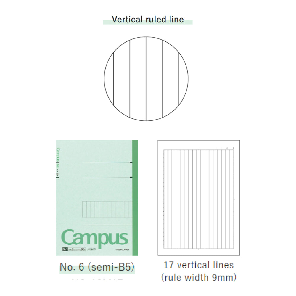 Kokuyo Campus Notebook Special Ruled B5 A4 Grid, English Practice, Vertical, Plain Ruled 30-40 Sheets γ-13S5 γ-201S5