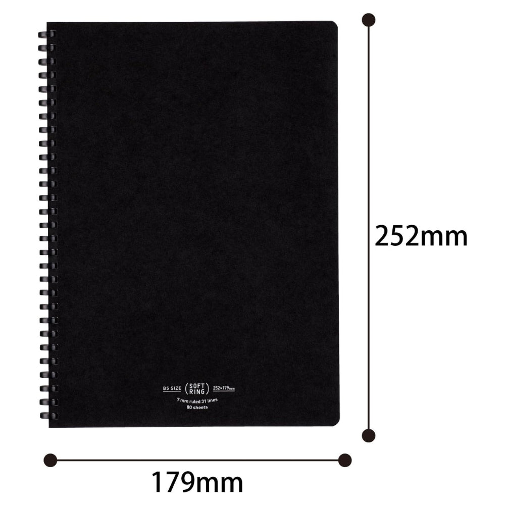 Kokuyo Soft Ring Notebook - Natural - Semi B5|A5 7mm Rule 80 Sheets ć¹-SV608A-D ć¹-SV608A-DB ć¹-SV608A-S