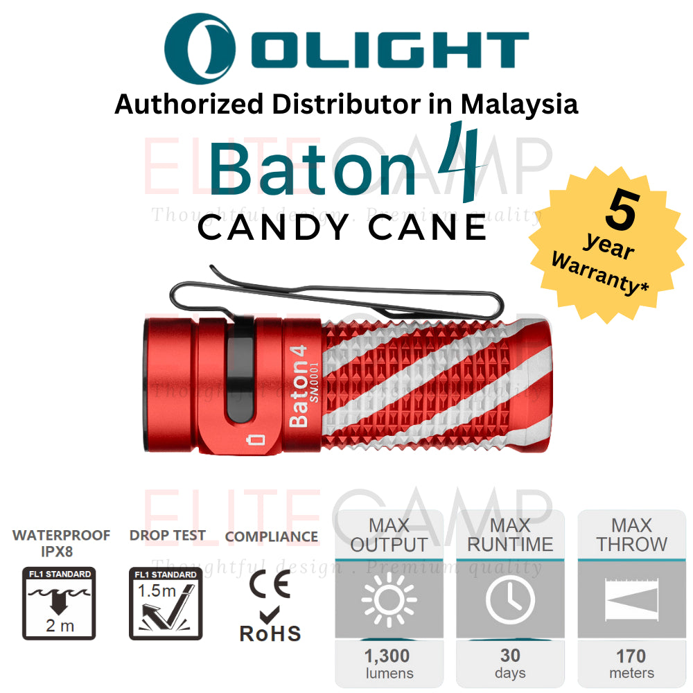 Olight Baton 4 Powerful EDC Flashlight 1300 Lumens Rechargeable Water Proof Camping Hiking Torch