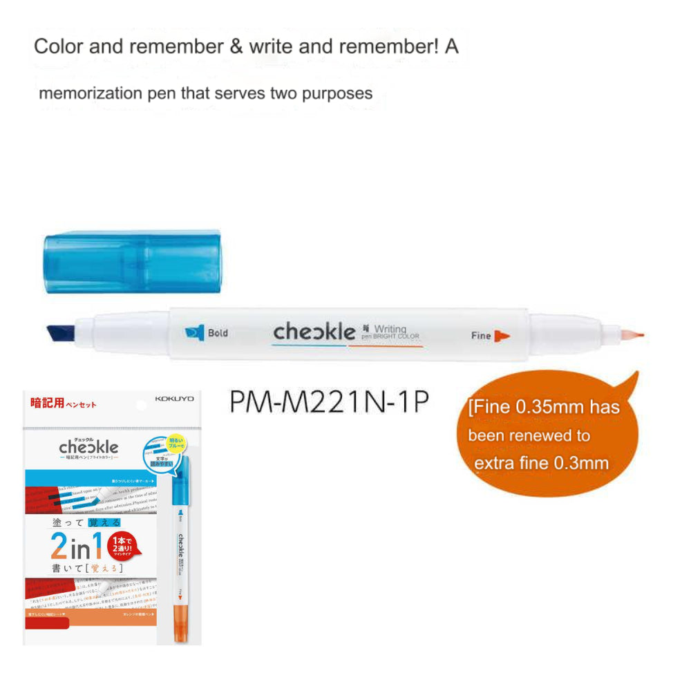 Kokuyo Campus Checkle Highlighter Pen with Erasable Pen Marker and Memorizing Sheet Marking Chekku PM-M221N-S PM-M120N-S