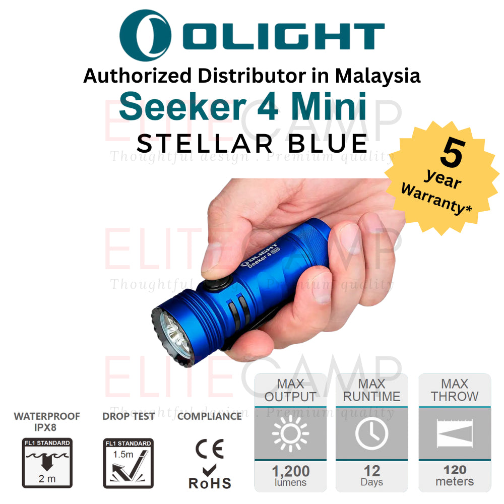 Olight Seeker 4 Pro/Mini Waterproof Rechargeable Flashlight Camping Hiking Fishing UV Emergency Compact
