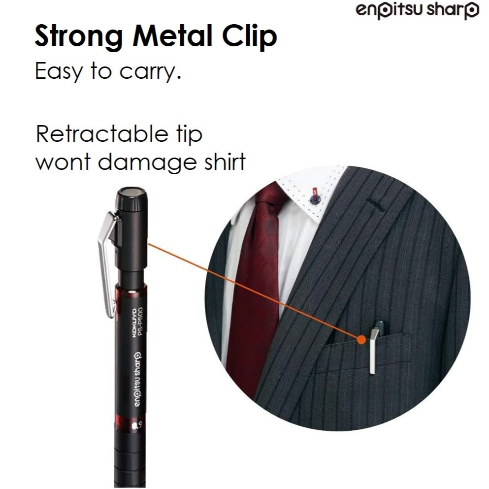 Kokuyo Enpitsu Thick Lead Mechanical Pencil Metal or Rubber Grip Sharp - Type M or MX Writing