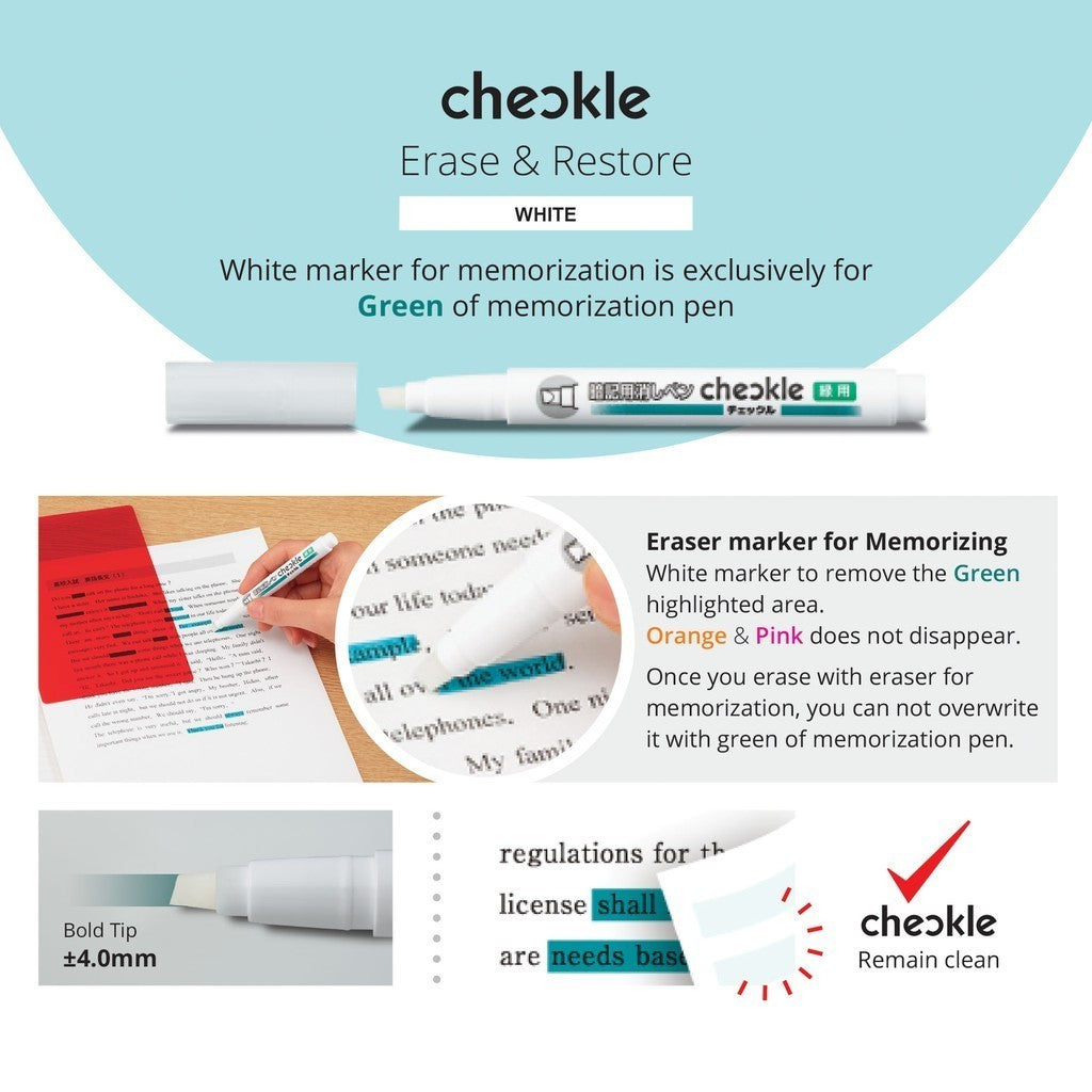 Kokuyo Campus Checkle Highlighter Pen with Erasable Pen Marker and Memorizing Sheet Marking Chekku PM-M221N-S PM-M120N-S
