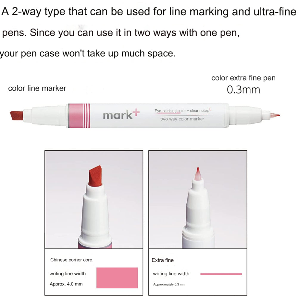 Kokuyo PM-MT200 Mark+ Two Way Color Highlighter Fineliner Marker PM-MT200LG PM-MT200K PM-MT200G PM-MT200DB PM-MT200P