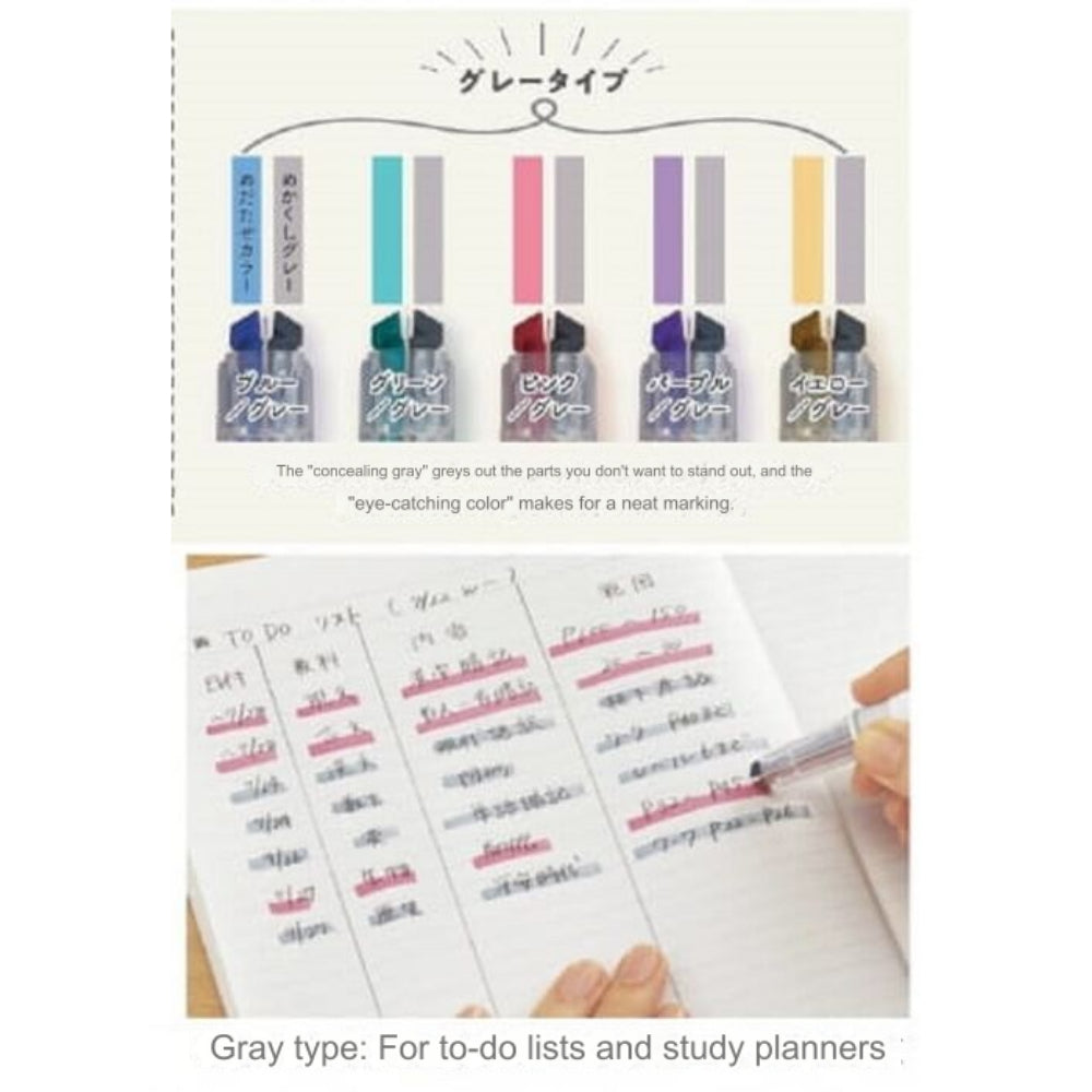 Kokuyo Highlighter Pen 2 Tone Mark Plus Gray Type PM-MT101