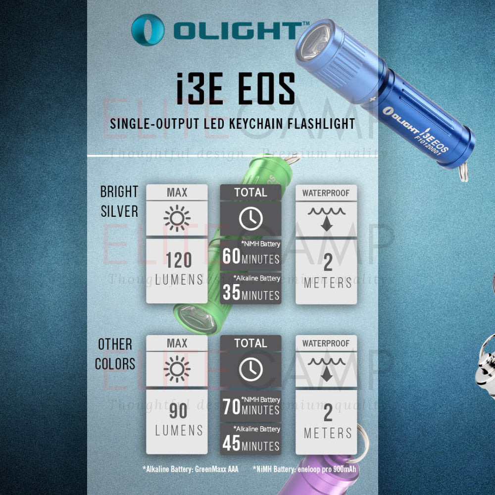 Olight i3E EOS LED Keychain Mono Output Flashlight Torchlight Camping Hiking Compact Torch Flash