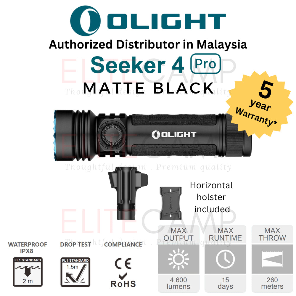 Olight Seeker 4 Pro/Mini Waterproof Rechargeable Flashlight Camping Hiking Fishing UV Emergency Compact