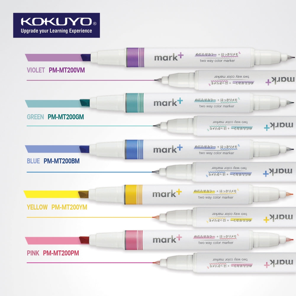 Kokuyo PM-MT200 Mark+ Two Way Color Highlighter Fineliner Marker PM-MT200LG PM-MT200K PM-MT200G PM-MT200DB PM-MT200P