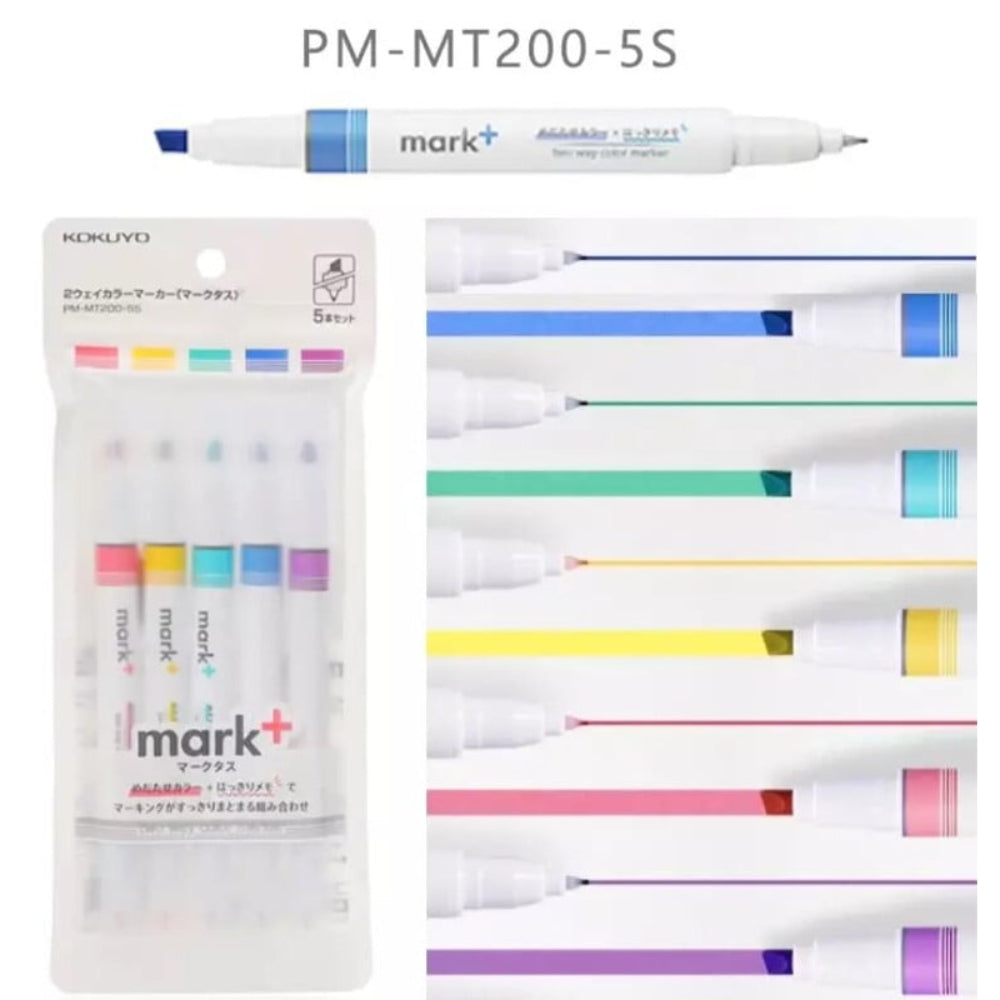 Kokuyo PM-MT200 Mark+ Two Way Color Highlighter Fineliner Marker PM-MT200LG PM-MT200K PM-MT200G PM-MT200DB PM-MT200P