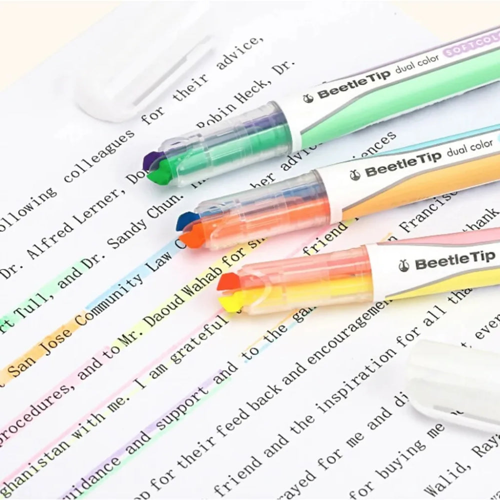 Kokuyo Beetle Tip Dual Color Highlighter Marker Set PML313 (Soft Color)