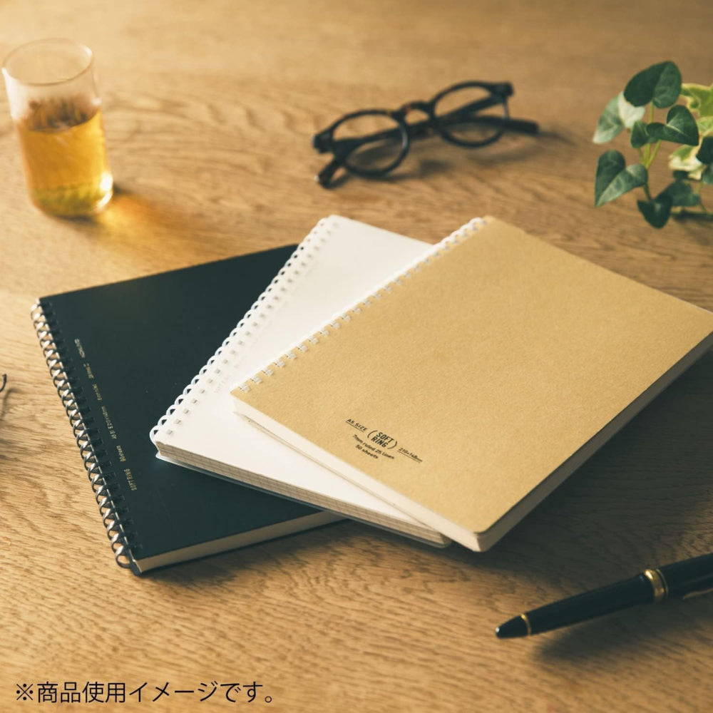 Kokuyo Soft Ring Notebook - Natural - Semi B5|A5 7mm Rule 80 Sheets ć¹-SV608A-D ć¹-SV608A-DB ć¹-SV608A-S