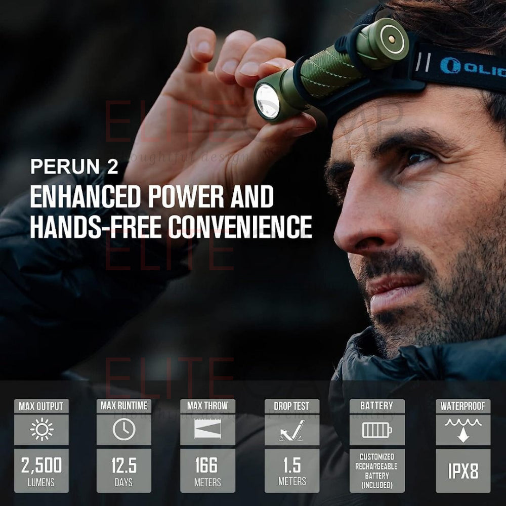 Olight Perun 2 & Perun 2 Mini Waterproof Headlight Camping Hiking Fishing Flashlight Torchlight Compact Torch Headlamp