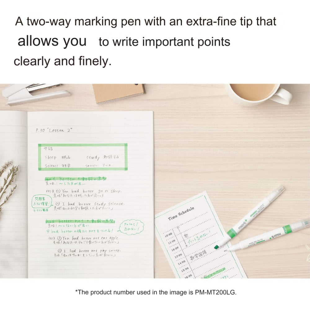 Kokuyo PM-MT200 Mark+ Two Way Color Highlighter Fineliner Marker PM-MT200LG PM-MT200K PM-MT200G PM-MT200DB PM-MT200P