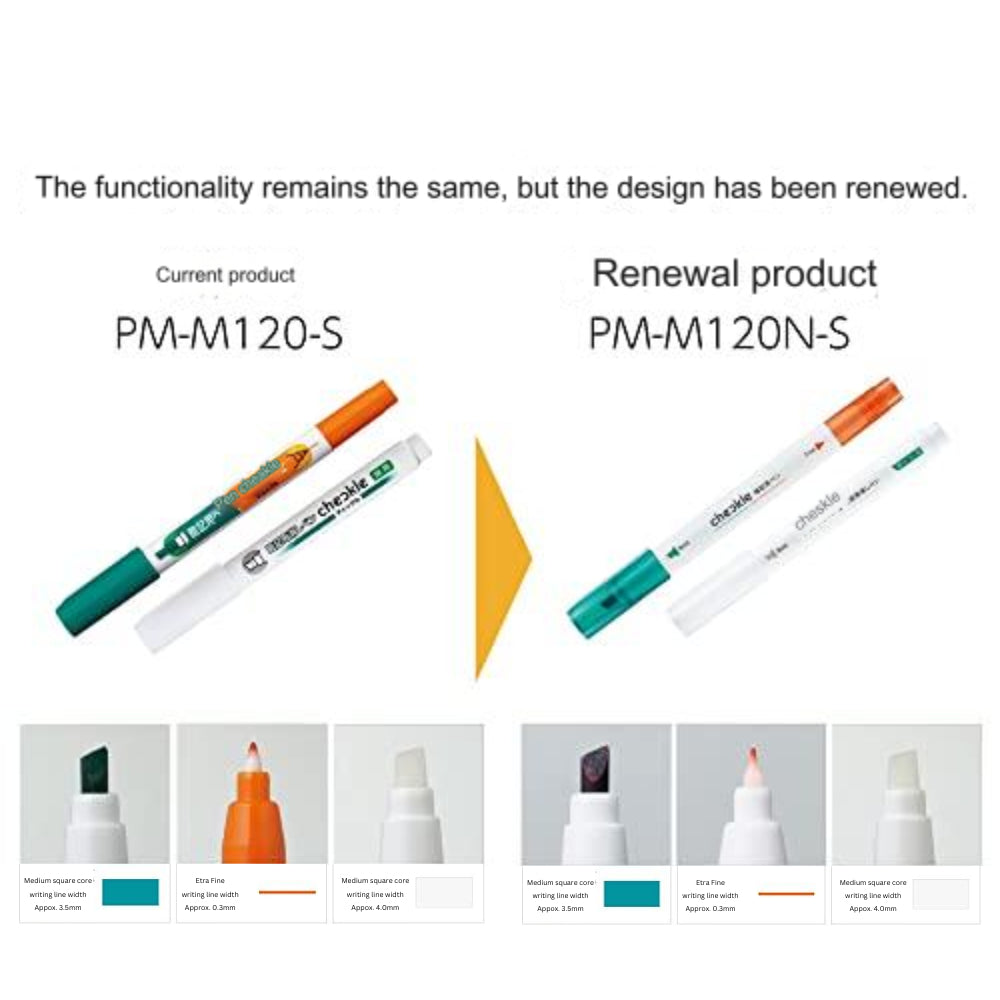 Kokuyo Campus Checkle Highlighter Pen with Erasable Pen Marker and Memorizing Sheet Marking Chekku PM-M221N-S PM-M120N-S