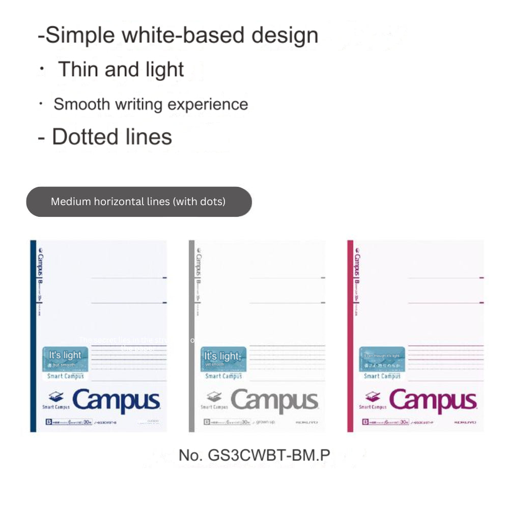 Kokuyo Campus Notebook Smart Campus 5 Sets Dotted Lines B5 Normal Medium Lines 30 Sheets ノ-GS3CWATX5 ノ-GS3CWBTX5