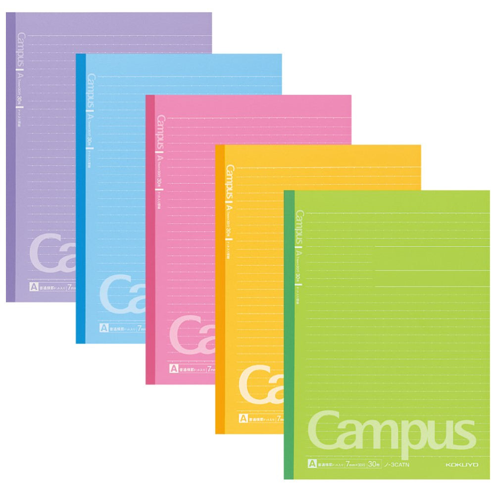 KOKUYO Campus Notebook 5pcs Set Color Cover with Dots, Ruled Width 7mm γ-3CATNX5 γ-3CDATNX5 γ-3CBTNX5 γ-3CDBTNX5