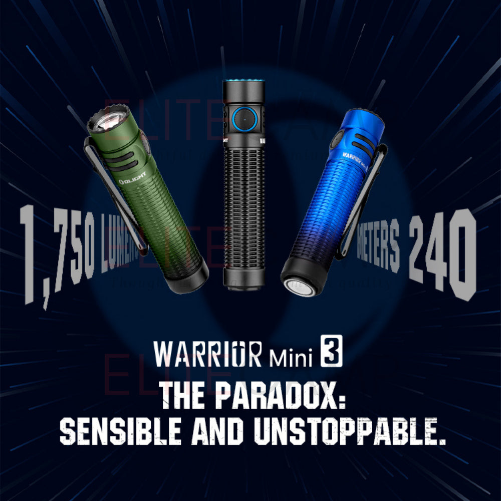 Olight Warrior Mini 3 Rechargeable Tactical Flashlight Waterproof Torchlight Camping Hiking Compact Torch Flash