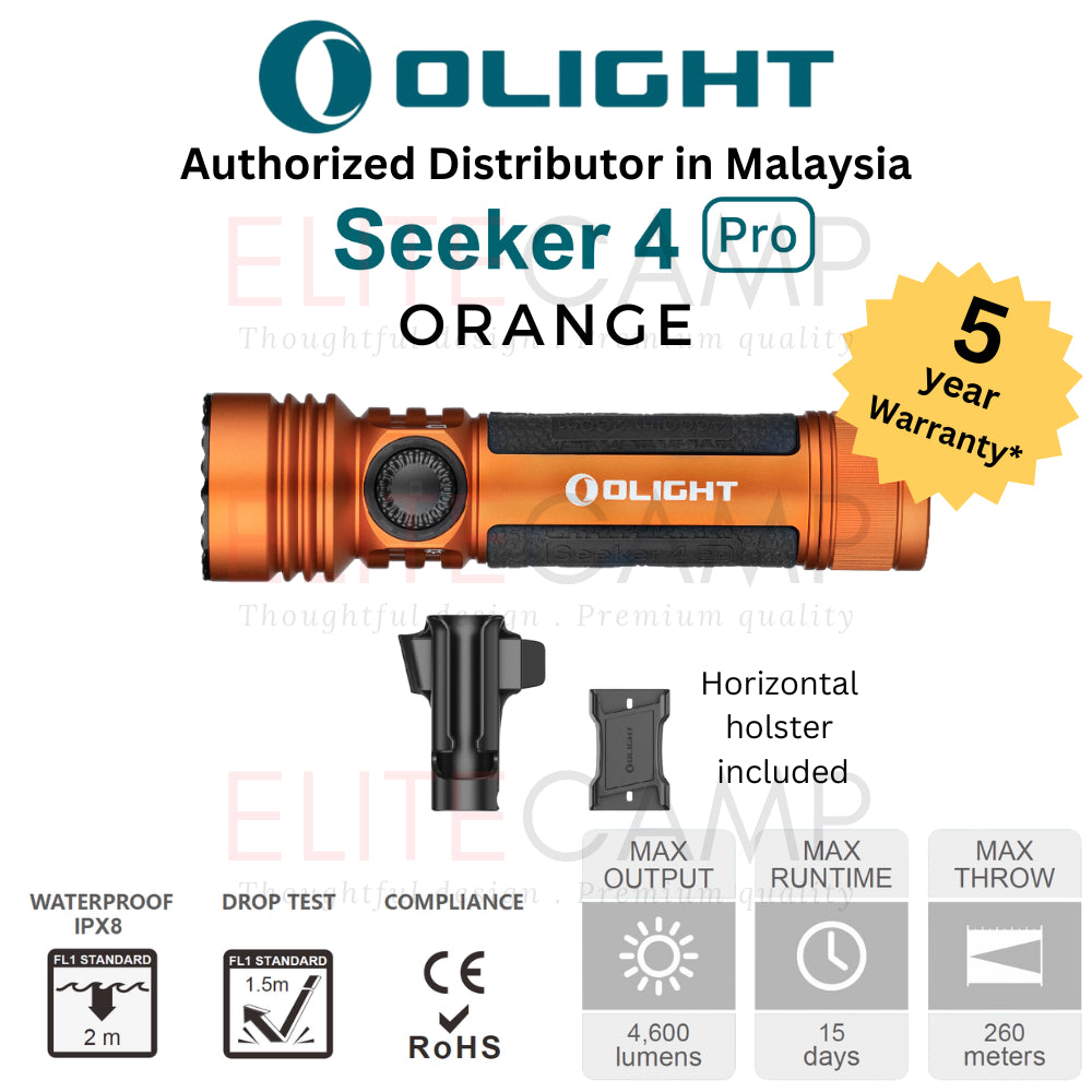 Olight Seeker 4 Pro/Mini Waterproof Rechargeable Flashlight Camping Hiking Fishing UV Emergency Compact