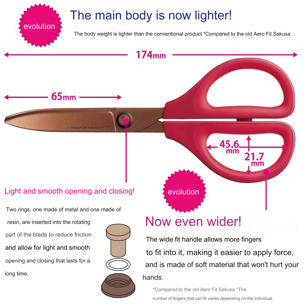 Kokuyo Saxa Titanium Glueless Blade Scissors with Safety Cap HASA-P240D PH240D 240DM