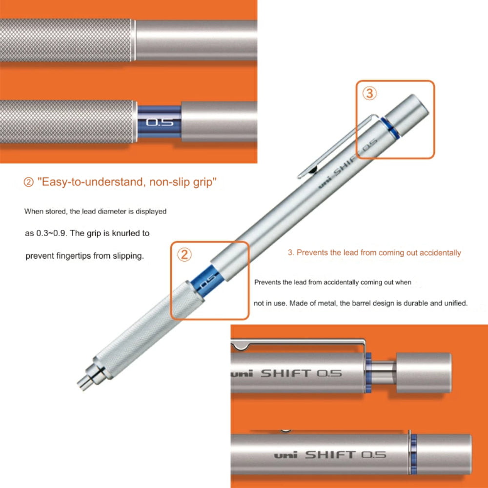 Uni Shift Pipe Lock Retractable Mechanical Pencils 0.3/0.5/0.7/0.9 mm M31010.26 M41010.26 M51010.26 M51010.24 M71010.26