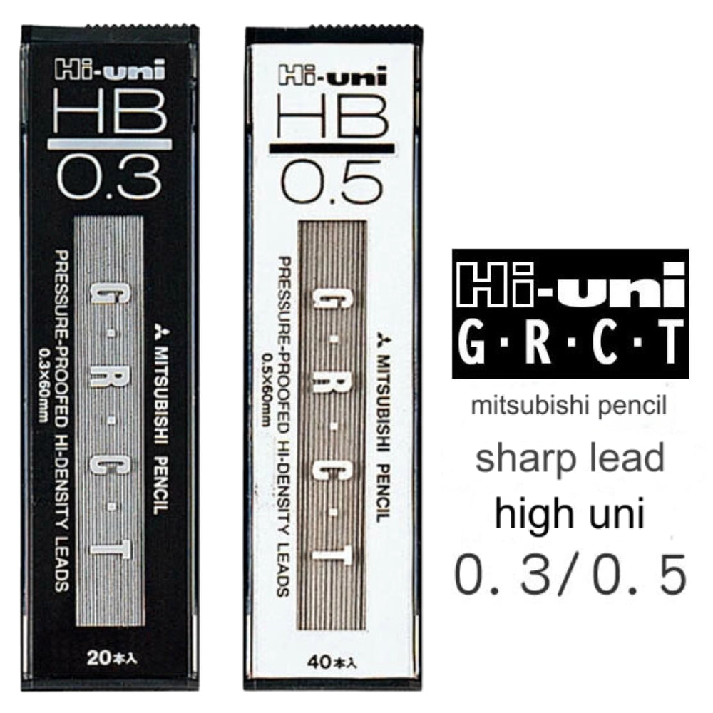Uni Mitsubishi Hi-Uni GRCT Mechanical Pencil Refill Leads 0.3/0.5 mm HU033002H HU03300H HU03300HB HU03300B