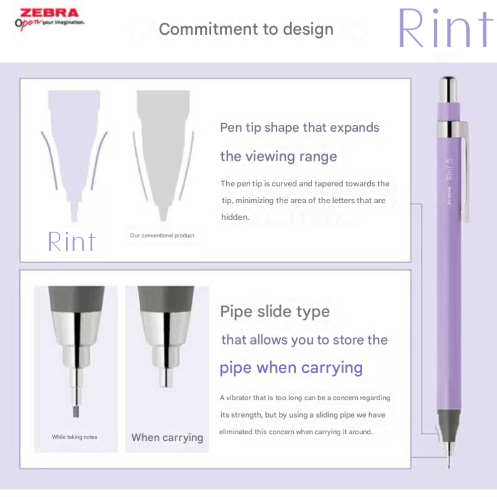 Zebra Sharp Rinto Japan Limited Edition Mechanical Pencil 0.3/0.5 mm P-MAS130-RLV P-MAS130-ABL P-MAS130-MG P-MAS130-W