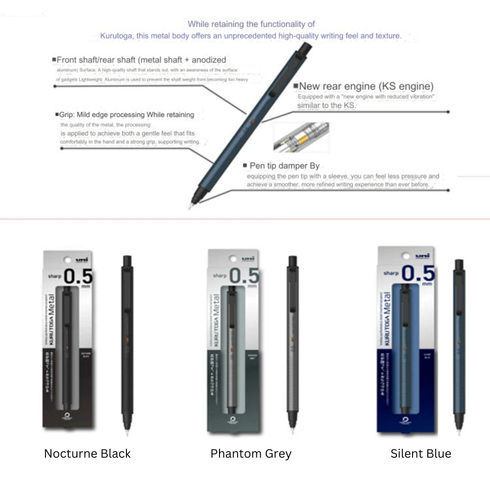 Uni Mitsubishi Kuru Toga Metal Mechanical Pencil 0.5 mm M5KH1P