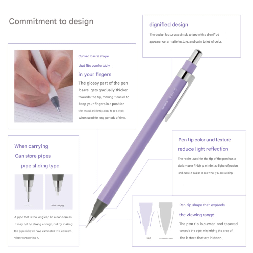 Zebra Sharp Rinto Japan Limited Edition Mechanical Pencil 0.3/0.5 mm P-MAS130-RLV P-MAS130-ABL P-MAS130-MG P-MAS130-W