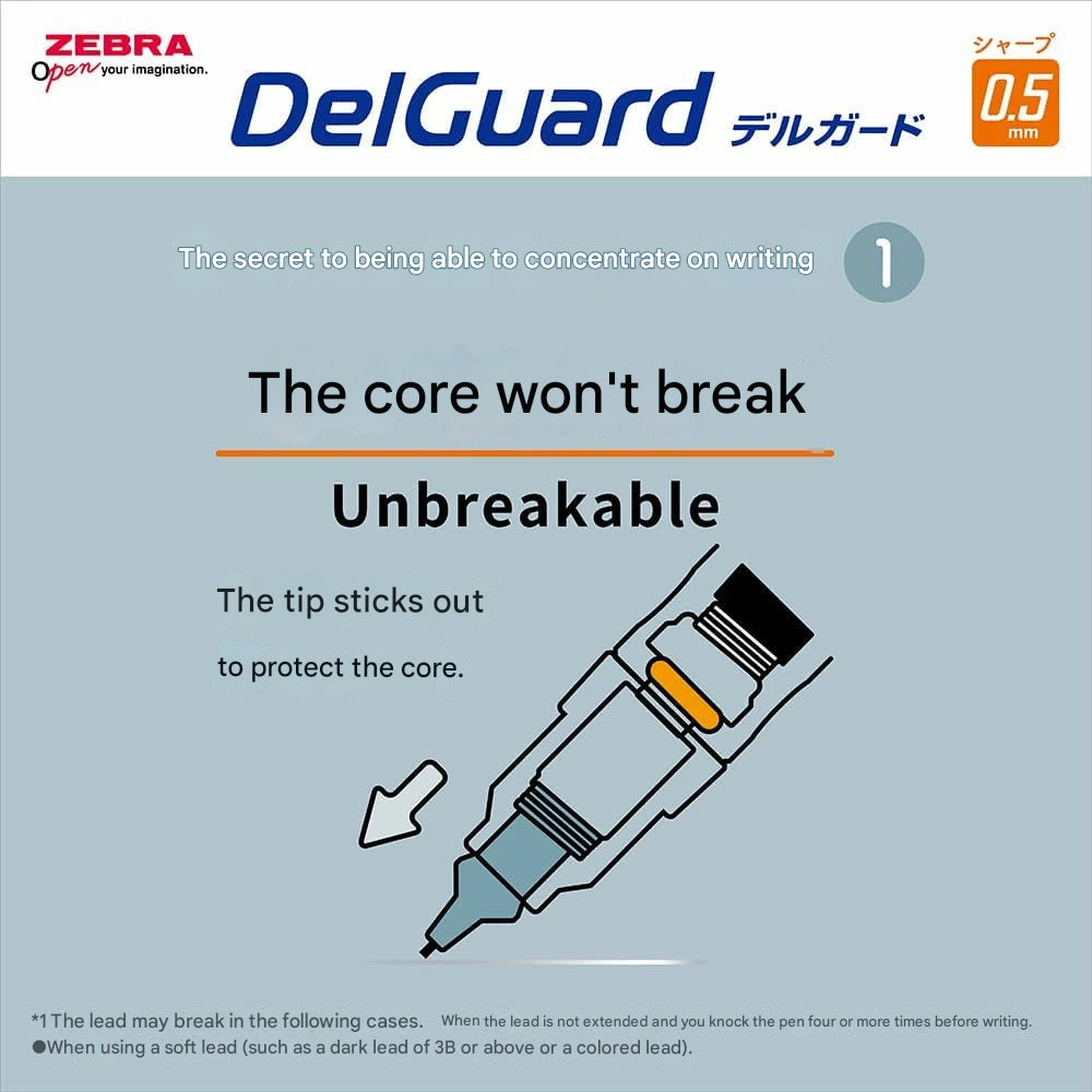 Zebra DelGuard Light Grayish Japan Limited Edition Mechanical Pencil 0.5mm P-MA85-LG-MBL P-MA85-LG-MG P-MA85-LG-MBE