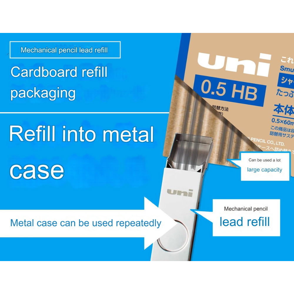 Uni Mitsubishi Smudge-Proof Lead with Metal Case 0.3/0.5 mm UL-SM-0.3 UL-SM-0.5