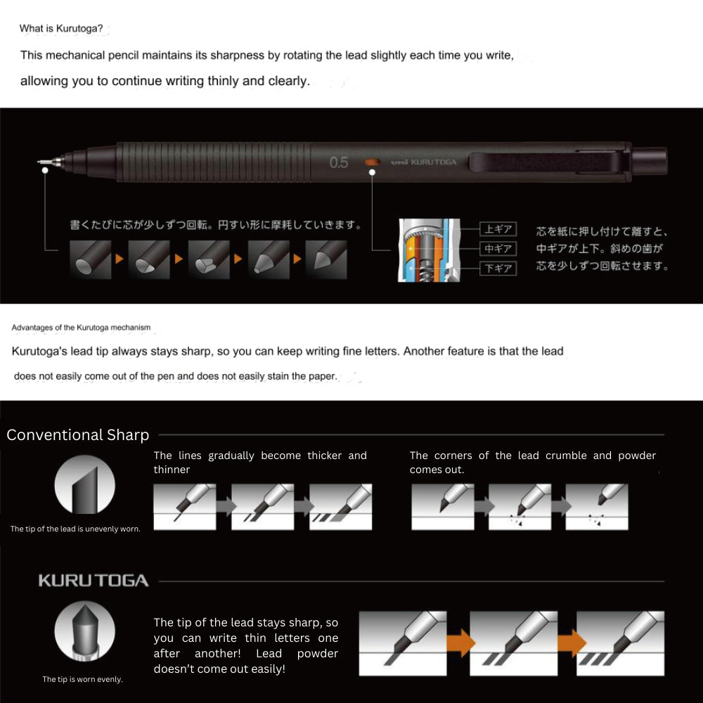 Uni Mitsubishi Kuru Toga Metal Mechanical Pencil 0.5 mm M5KH1P