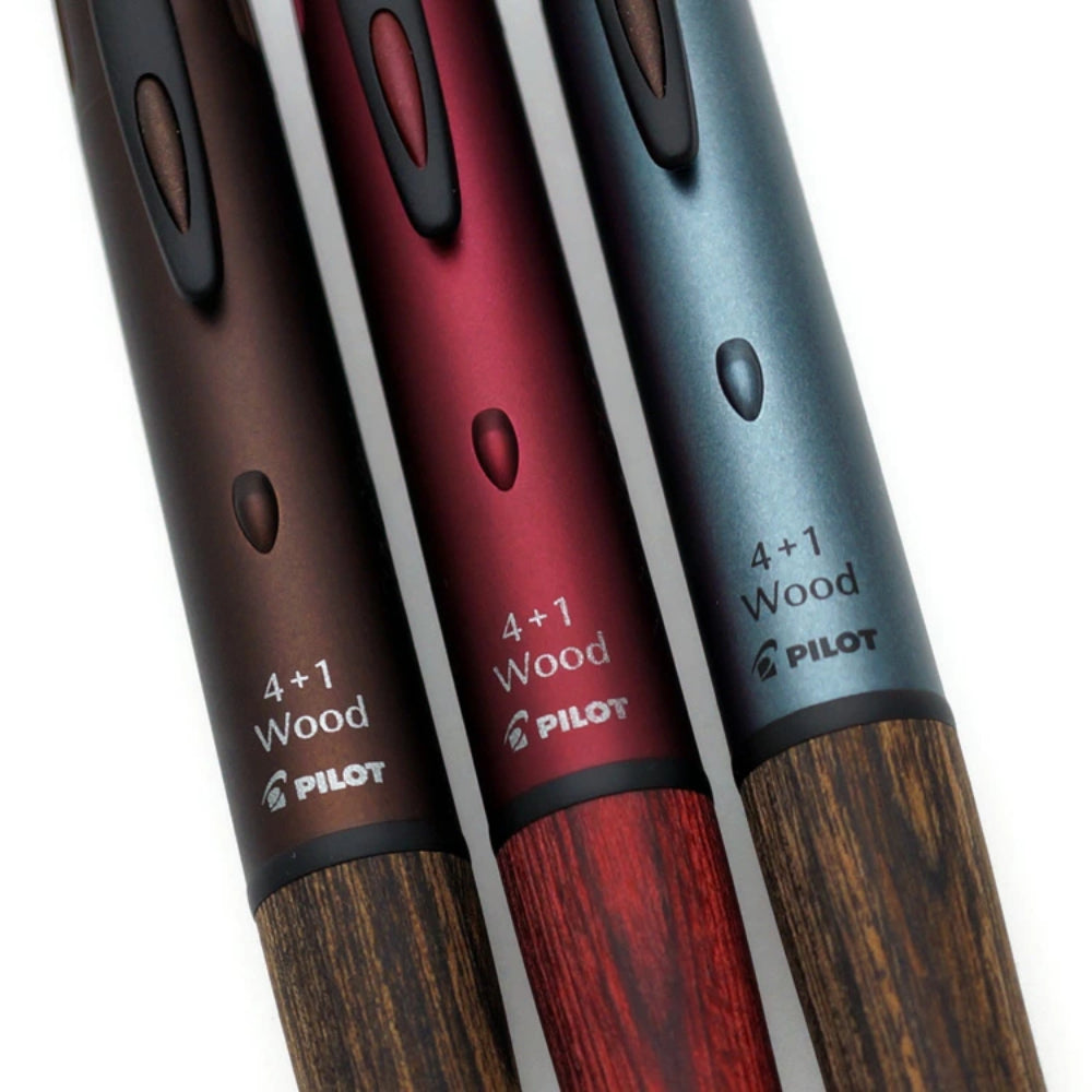Pilot 4+1 Wood-earth Color Ballpoint Pen 5mm BH41FW-155-RL BH41FW-155-MG BH41FW-155-SBE BH41FW-155-OP