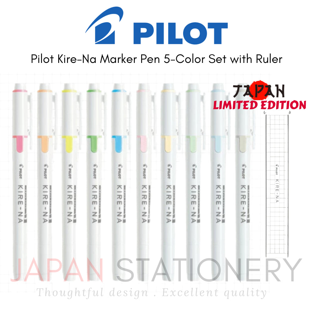 Pilot Kire-Na Marker Pen 5-Color Set with Ruler Limited Edition SKIWR24-1-5C1 SKIWR24-1-5C2