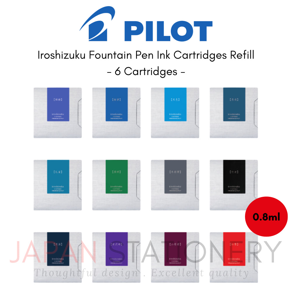 Pilot Iroshizuku Fountain Pen Ink Cartridges Refill (6 Cartridges) 0.8 ml IRF-6S-AS