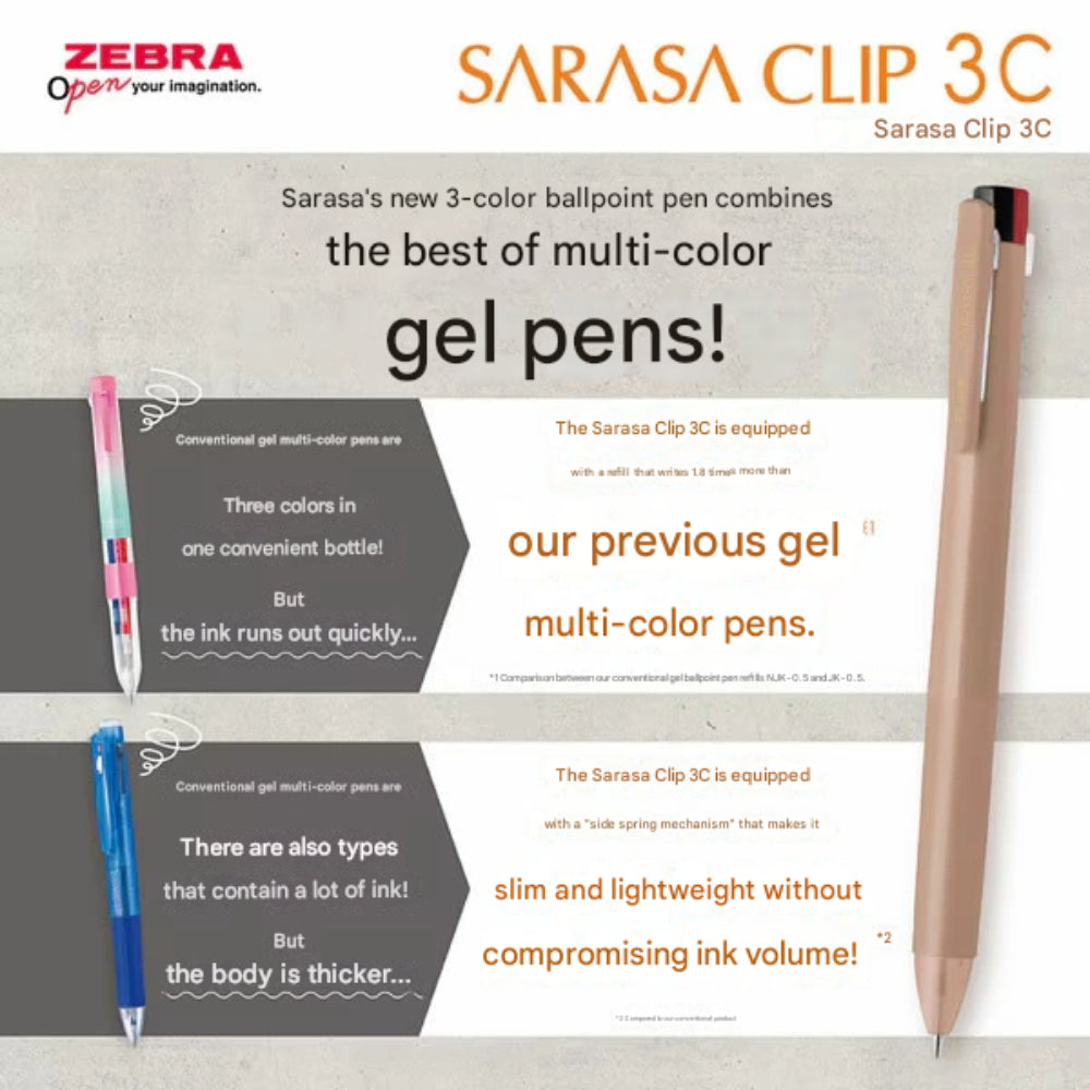 Zebra Sarasa Clip 3C Japan Limited Edition Relax Series Ballpoint Pen 0.4/0.5mm JJ3S5-RX-SBE JJ3S5-RX-COP JJ3S5-RX-TB